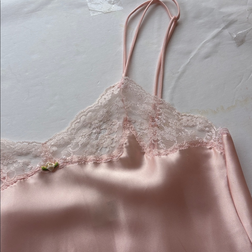 Vintage 80’s Victoria Secret Lace Satin Peach Pink 70s Gold Crown Label Romantic - Picture 15 of 17